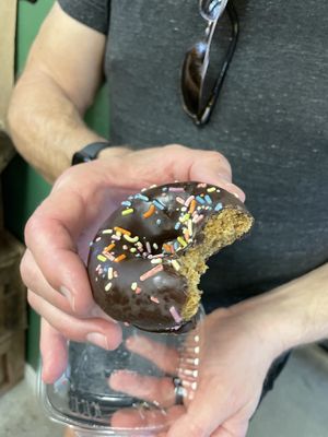Chocolate covered gluten free donut 🍩   at Organic Tree in Dana Point