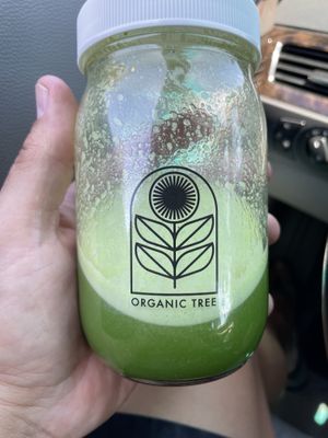 Emerald Juice in jar  at Organic Tree in Dana Point
