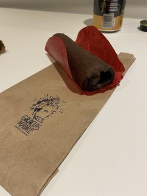 Chocolate roll cake at Gracias Madre in Mexico City