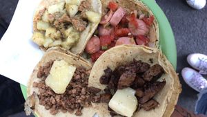 Chicharrón, salchicha, suadero, arrachera  at Gracias Madre in Mexico City