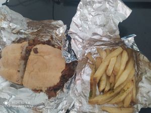 Gracias madre torta y papas fritas at Gracias Madre in Mexico City