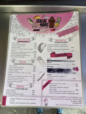 The wide range of dishes  at Gracias Madre in Mexico City