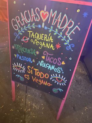 Su letrero 💕  at Gracias Madre in Mexico City