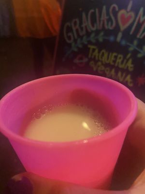 Agua del día horchata con coco   at Gracias Madre in Mexico City