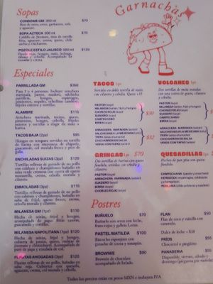 Menu 1/2024 at Gracias Madre in Mexico City