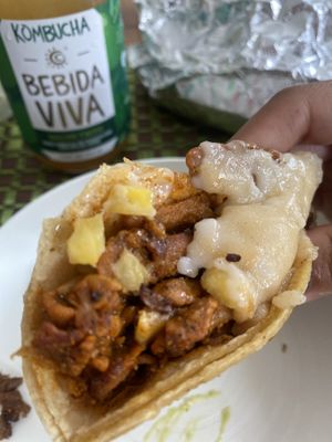 Close-Up Taco Vegano - de Pastor con Queso  at Gracias Madre in Mexico City
