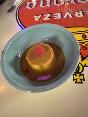 Flan with extra dulce de leche  at Gracias Madre in Mexico City
