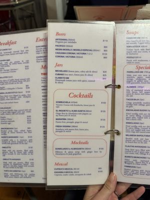 Menu  at Gracias Madre in Mexico City