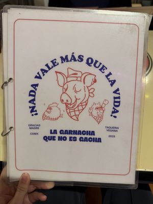 Menu  at Gracias Madre in Mexico City
