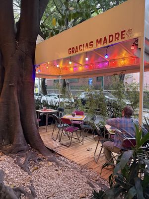 Outdoor seating   at Gracias Madre in Mexico City