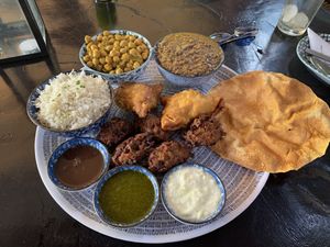 Vegan Indian Platter (so yummy) at Drift Bar in Santa Teresa