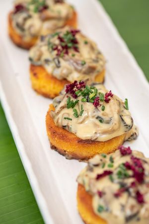 Wild Mushroom & Mascarpone Ragu on Crispy Polenta
Vegetarian at Drift Bar in Santa Teresa