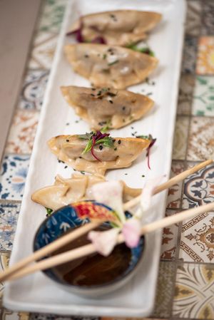 Veggie Gyozas
Vegan at Drift Bar in Santa Teresa