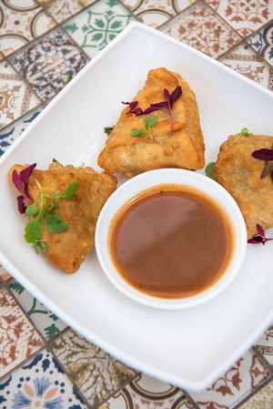 Vegetable Samosas
Vegan at Drift Bar in Santa Teresa