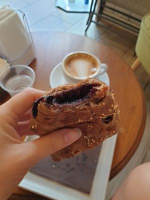 Venus rice flour croissant with blueberry jam - very soft, delicious at Sweet Coffee Beans in Bari