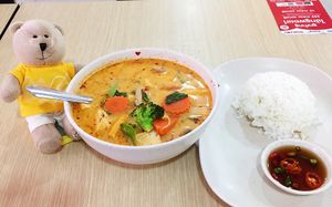 Tom Yum Vegetarian with rice 80 baht  at Good Taste Vegetarian - MBK in Bangkok