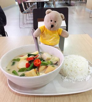 Tofu in coconut soup with rice 80 baht at Good Taste Vegetarian - MBK in Bangkok