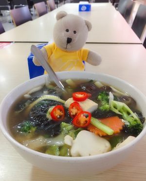 Clear soup with tofu and vegetables 70 baht  at Good Taste Vegetarian - MBK in Bangkok