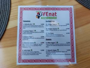 Starters, desserts and soups with labelled vegan options at YEnat Restaurant in Mannheim