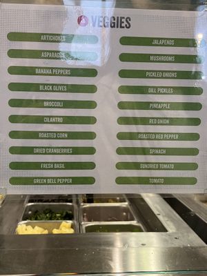 Lots of good veggie choices  at Pieology - Tamuning in Guam