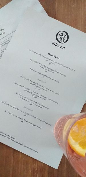 The vegan menu! at The Ollerod in Beaminster