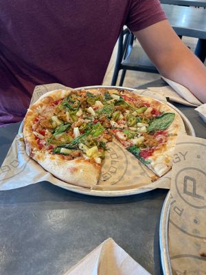Vegan cheese and sausage create your own   at Pieology in Kailua