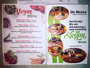 Delicious vegan menu  at De Mezka in North London
