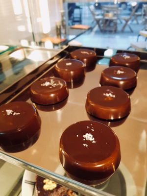 Chocolate filled with sweet peanut butter and salt flower. at Casa de Nara in Joao Pessoa