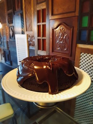 Cacao cake with chocolate ganache. at Casa de Nara in Joao Pessoa