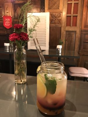 Ginger beer, jamaica flower and tangerine drink at Casa de Nara in Joao Pessoa