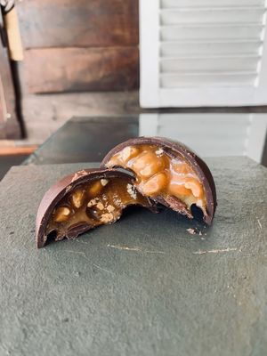 Caramel with peanut Easter egg at Casa de Nara in Joao Pessoa