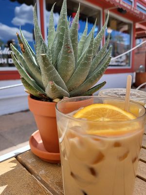 Iced Cafe de Olla - they use almond milk at Hoja in Denver