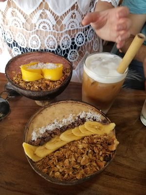 Smoothie bowls and iced coffee with soy milk at SHAKA - Cebu in Moalboal