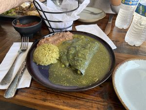 Mom’s Fresh Avocado Enchiladas (modified)  at Maggie's Blue Rose in Santa Catalina Island