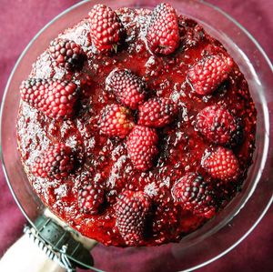 Delicious vegan Blackberry cake at Encanto in Bogota