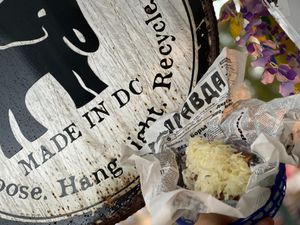 
Vegan sausage with sauerkraut with in-house made sauce served on vegan pretzel bun.  at sPACYcLOUd Lounge in Washington