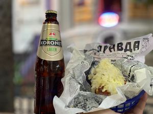 Eastern European beers and Berlin style Veggiewurst at sPACYcLOUd Lounge in Washington
