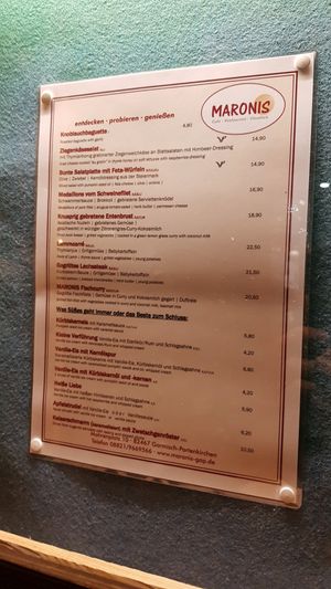 Menu at Maronis in Garmisch-partenkirchen