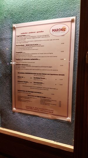 Menu at Maronis in Garmisch-partenkirchen