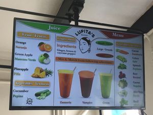 Offers fresh pressed juices of your choice at Lupita's Bakery in Seaside