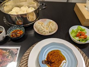 Sitting down to our meal at Washoku Home Cooking in Osaka