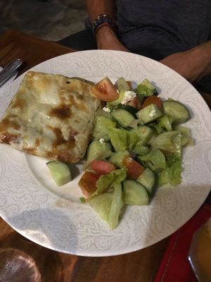 Vegetarian lasagna.  They will cater to vegan  at Loaf Candidasa in Manggis