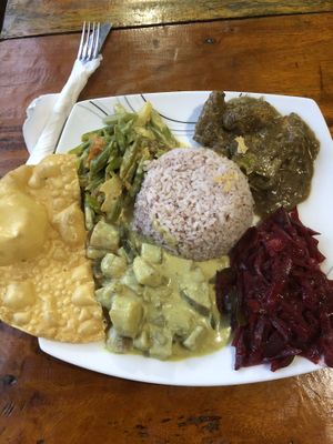 Rice and vegetable curry. So good    at Matey Hut in Ella