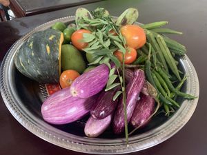 Fresh Ingredients used to make our curries at the cooking school!  at Matey Hut in Ella