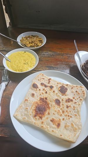 Dhal and banana flower curry at Matey Hut in Ella