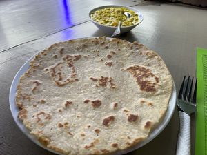 Coconut roti and Dhal  at Matey Hut in Ella