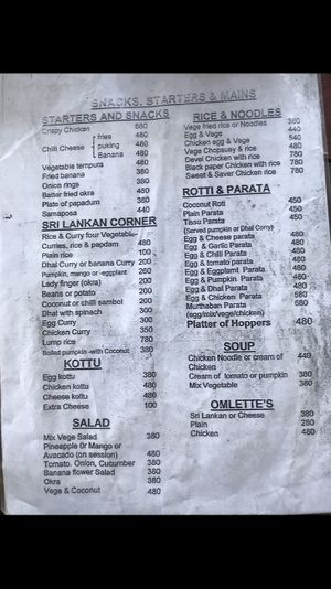 Food menu  at Matey Hut in Ella