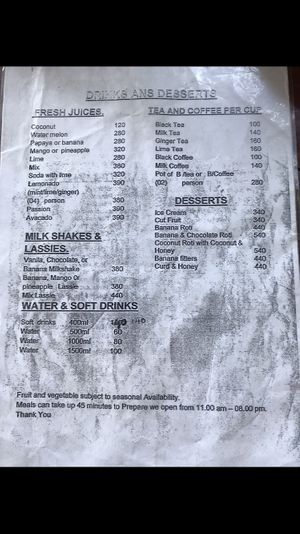 Drink menu  at Matey Hut in Ella