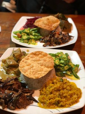 Rice & 4 vegetable curries at Matey Hut in Ella