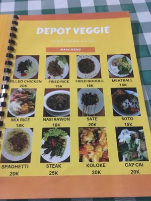 Updated menu at Depot Veggie in Yogyakarta